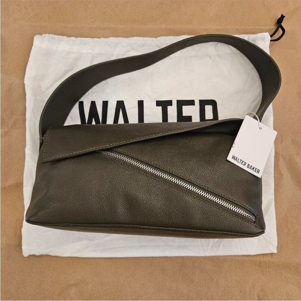 Walter Baker Olive Green Leather Shoulder Bag